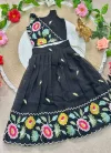 Ajd 8202 Crunchy Silk Floral Embroidery Work Kids Lehenga Choli